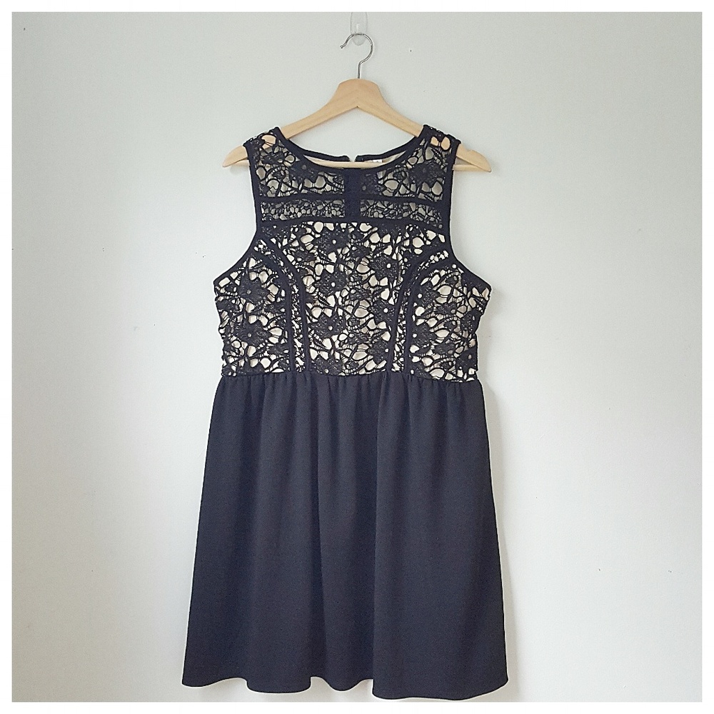 Black Lace Fit and Flare Dress SIZE XL